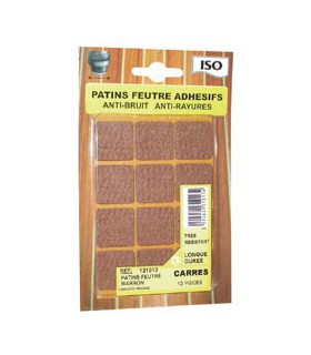 Patin feutre adhésif 22x22 marron x12