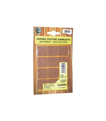 Patin feutre adhésif 22x22 marron x12