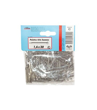 Pointe Tête Homme Acier 1.6 X 30 mm - Vynex 