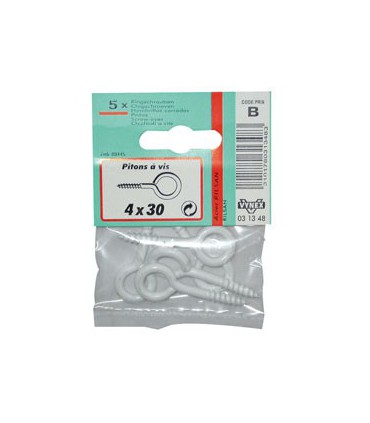 Piton à Vis Rilsanisé Blanc 4 X 30 mm - Vynex 