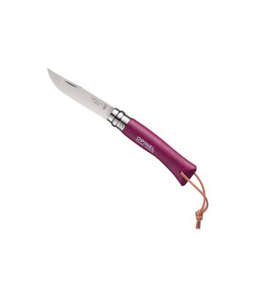 Couteau opinel baroudeur n.7 aubergine avec lien - OPINEL