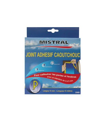 Joint Adhésif "P" 9 mm X 6 m Blanc - Mistral