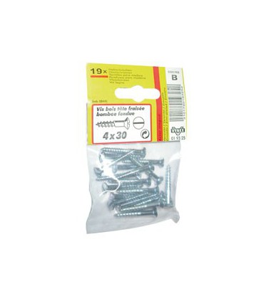 Vis à Bois Tête Fraisée Bombée Acier ZIngué 4 X 30 mm - Vynex 