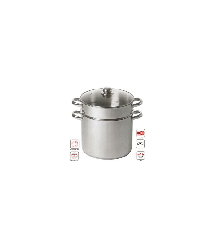 Couscoussier toux feux inox et couvercle en verre 6L