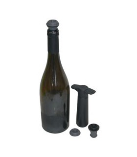 Set pompe à vide noir et 2 bouchons