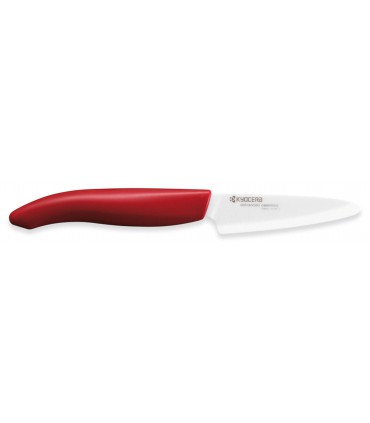 PETIT COUTEAU D’OFFICE, LAME BLANCHE 7,5 CM MANCHE ROUGE