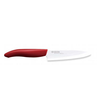 COUTEAU UNIVERSEL, LAME BLANCHE 13 CM MANCHE ROUGE