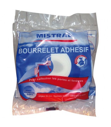 Bourrelet adh.mousse pu blanc 25x6x8 - MISTRAL