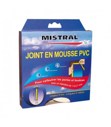 JOINT MOUSSE PVC BLANC 9MMX3MMX6M