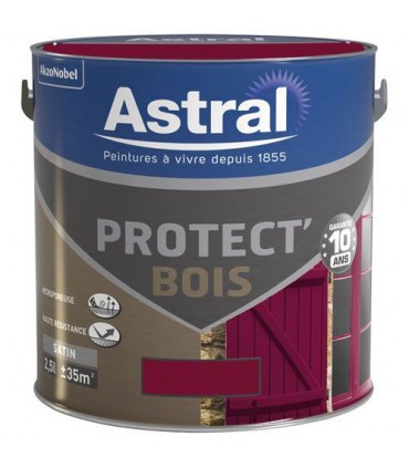 Protect bois satiné 2.5l rouge basque  - ASTRAL