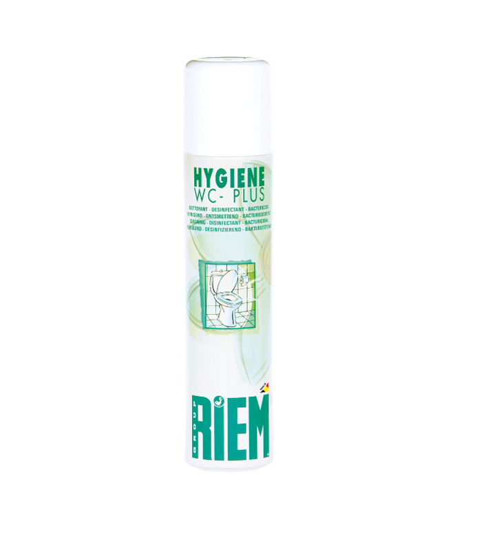 RIEM - Hygiene WC+ 100 ml - Spray Désinfectant et Nettoyant Toilettes -  Détruit 99,9% des Bactéries - Sans Rinçage - Parfum Lemon
