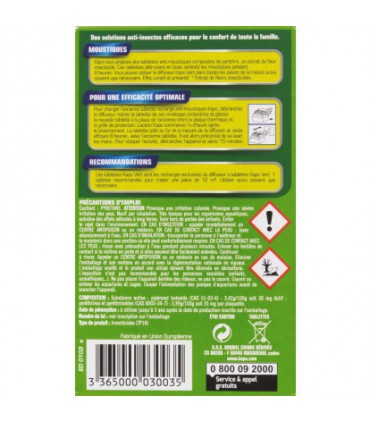 LOT DE 3* boîte de 30 recharges Pastilles tablettes anti-moustiques