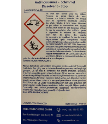 Anti moisissures dissolvant chlore actif