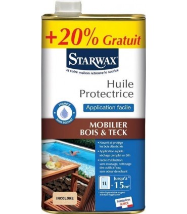Huile protectrice pour mobilier de jardin incolore 1L+20%