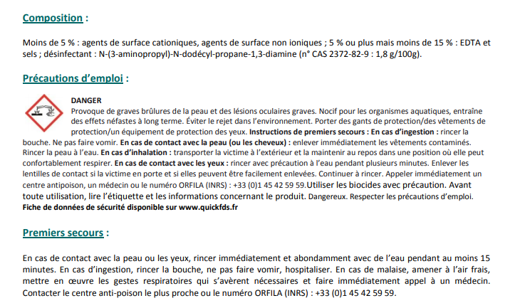 Composition et Pictogramme de Danger DNA 02