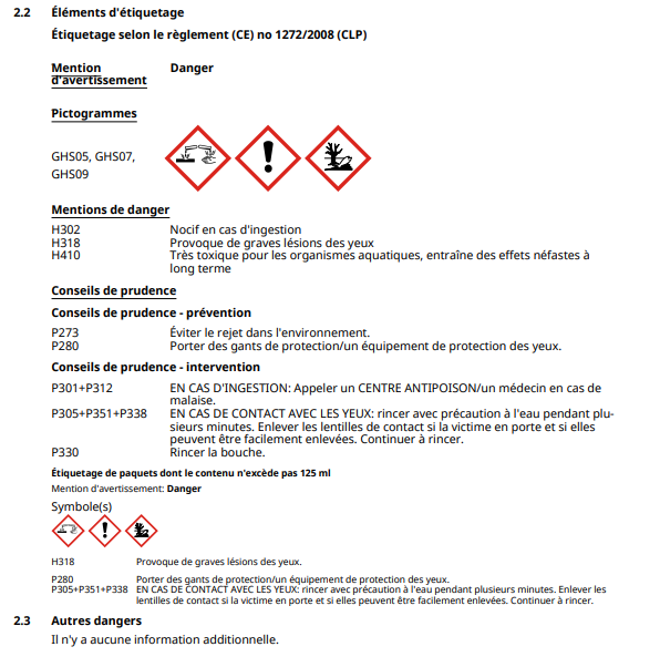 Fiche de Données de Sécurité Sulfate de Cuivre