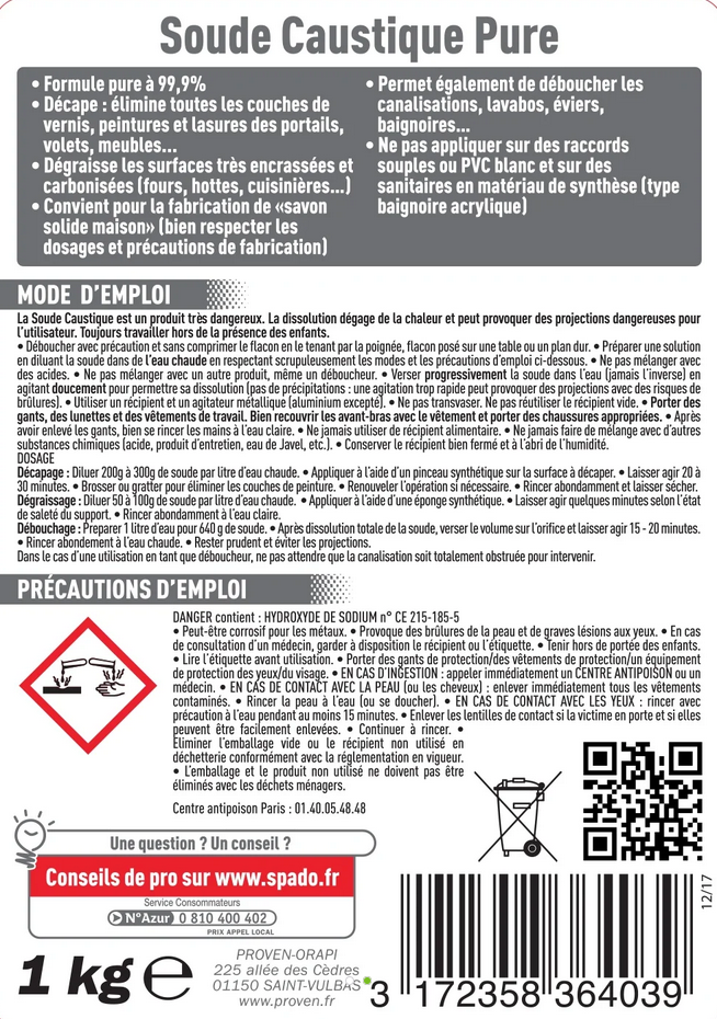 Soude caustique pour savons 1 kg
