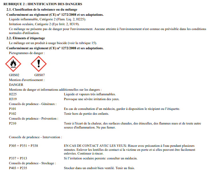 Fiche de sécurité Aromyl Hydrogel