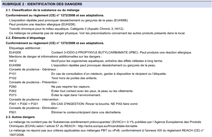 Fiche de Sécurité Huile pour Teck Owatrol